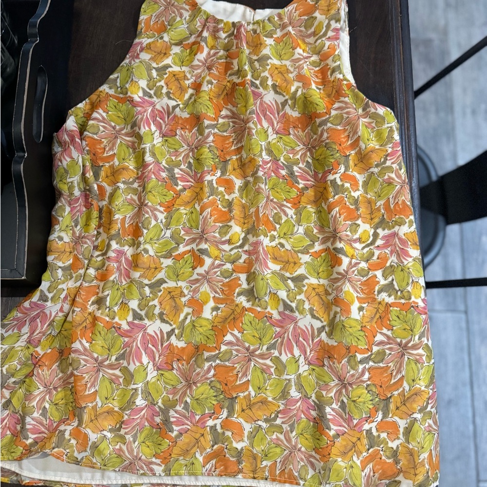 Vince Camuto Floral Shirred Neck Sleeveless Chiffon Top - Multicolor